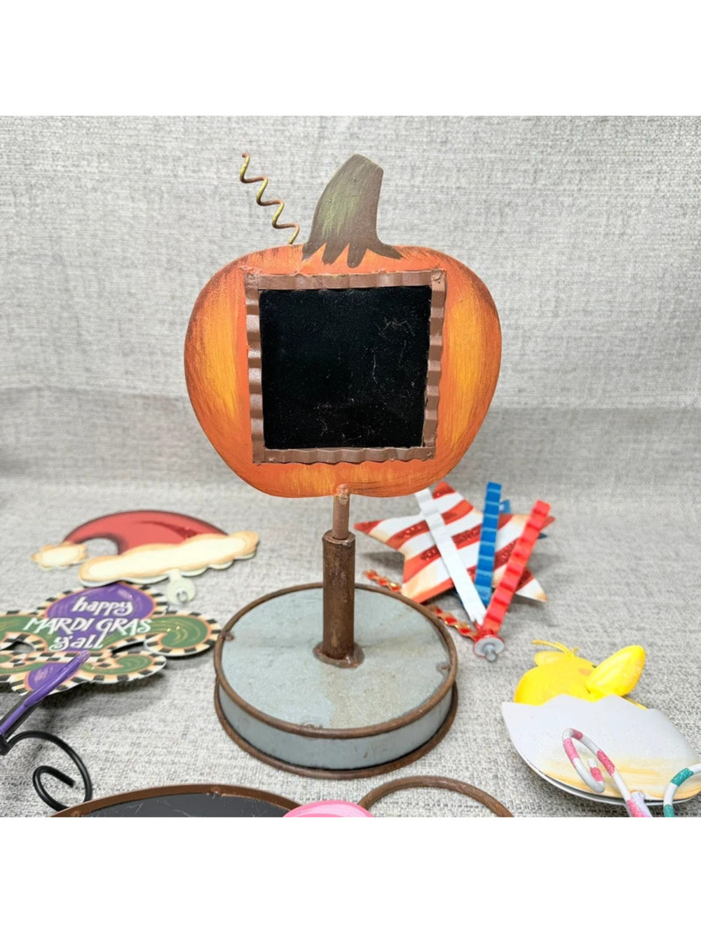 Holiday Chalkboard Sign Metal Stand Rustic Fall Thanksgiving 4th Tabletop Decor